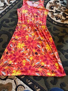 LuLaRoe Orange Floral Sleeveless Kids Dress